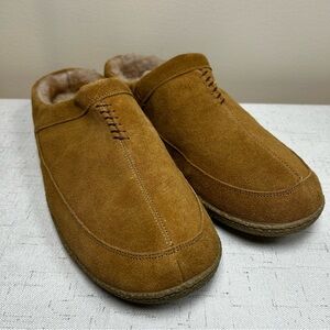 George Men’s House Shoes/slippers Size 11/12 Tan Warm Fur Insole